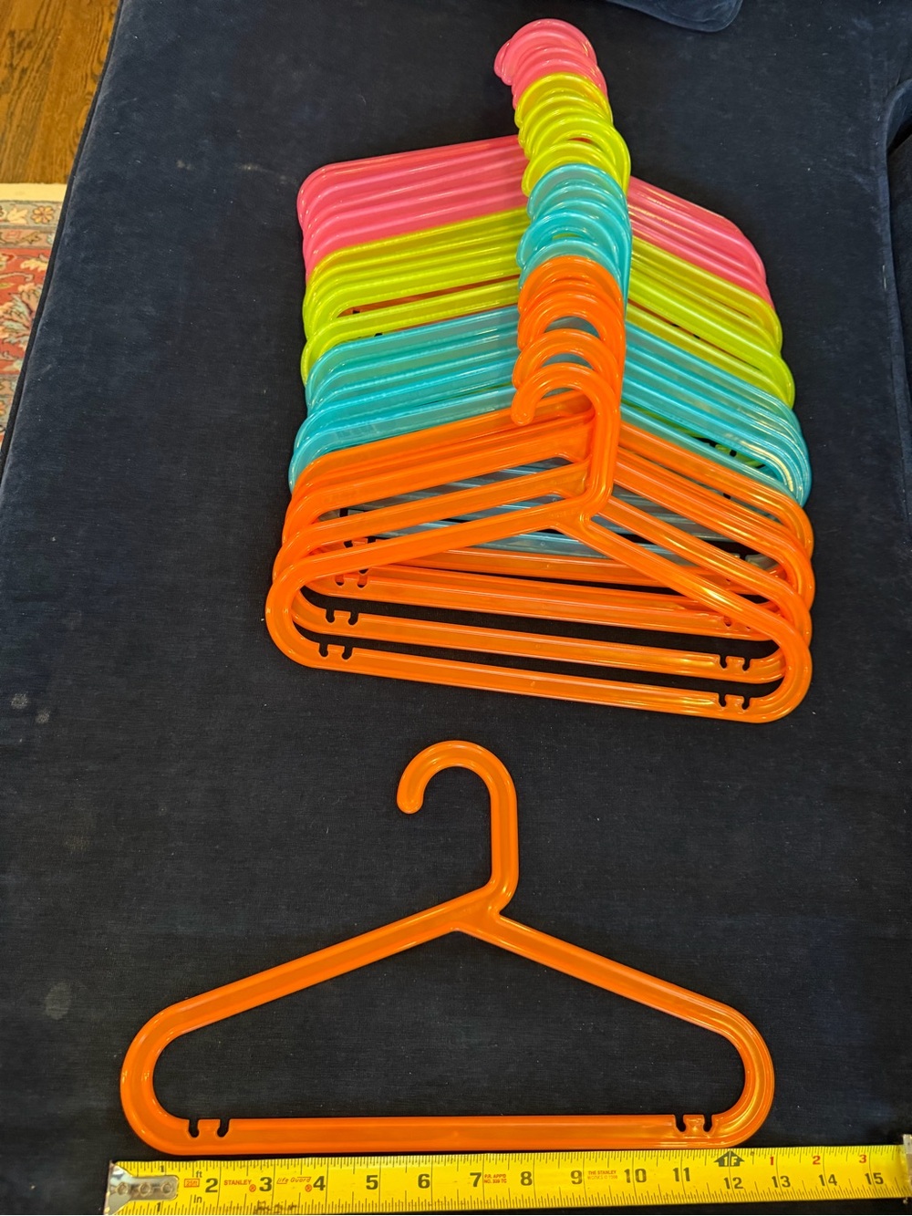 Colorful Kids’ Plastic Clothing Hangers - Orange, Pink, Yellow, Blue - Multipack